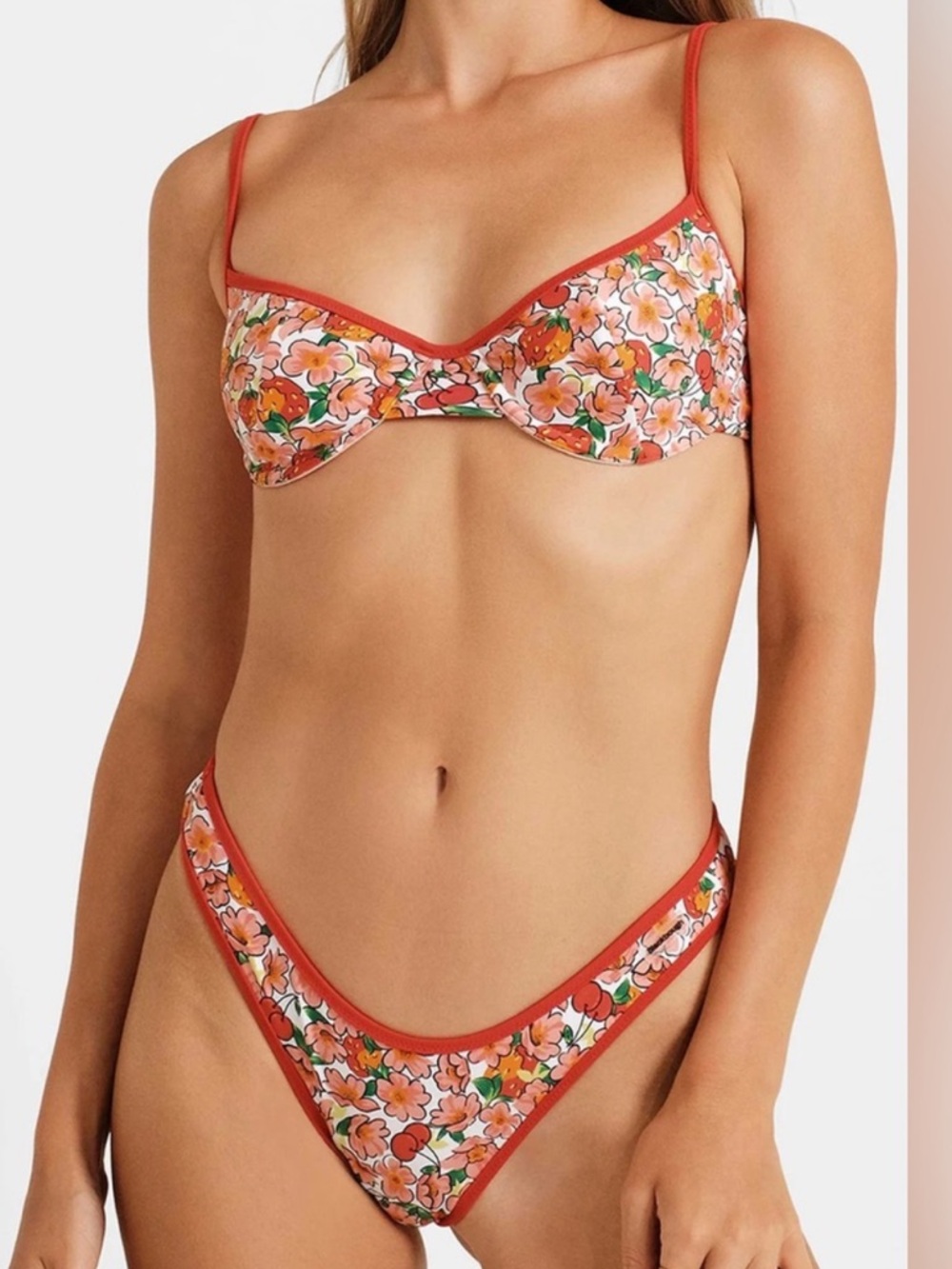 Blackbough Orange Floral Underwire Bikini Set